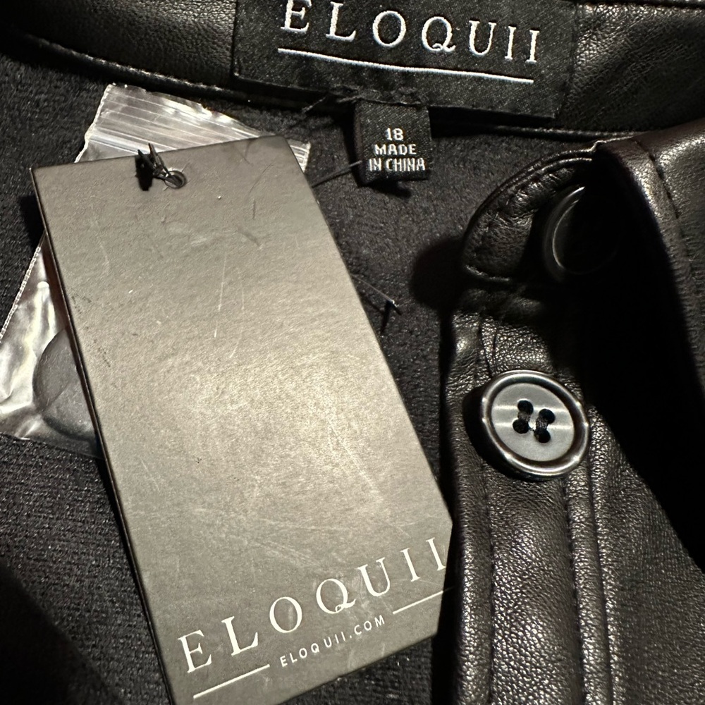 Eloquii Faux Leather Trench Dress Sz 18 - Picture 10 of 12